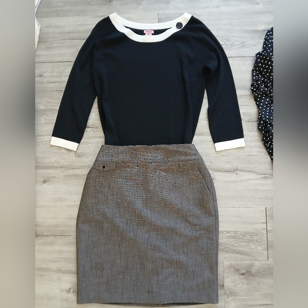 Lot X 6 Office Work Pencil Skirts Blouses Button Up Shirt Knit Top Bundle Set - Picture 12 of 15